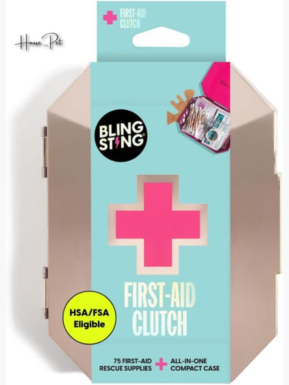 Hard Plastic Metallic Rose Gold Case Mini Emergency First Aid Kit